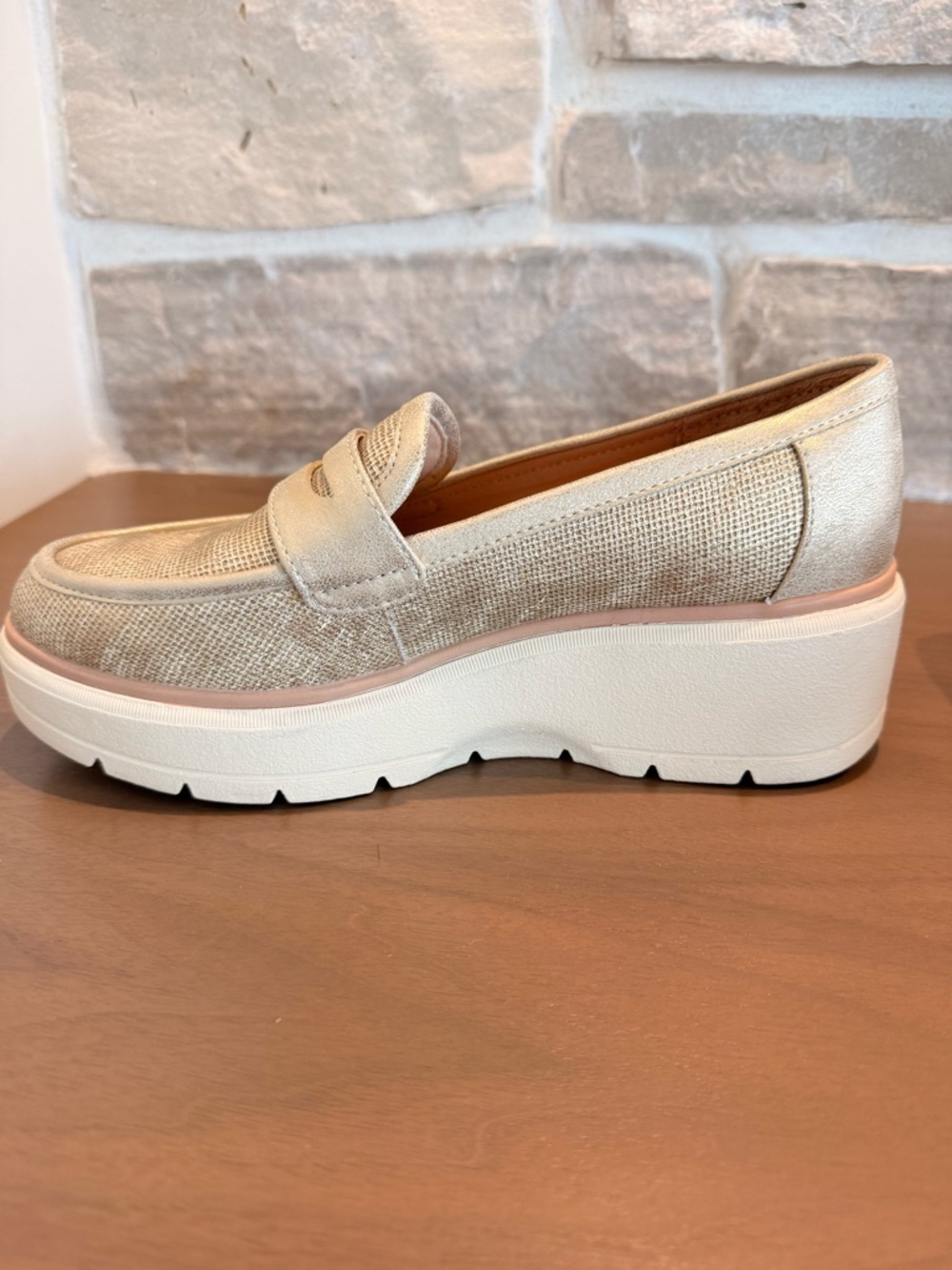 Dr. Scholl’s Platform Penny Loafers in Light Gold - Picture 3 of 6